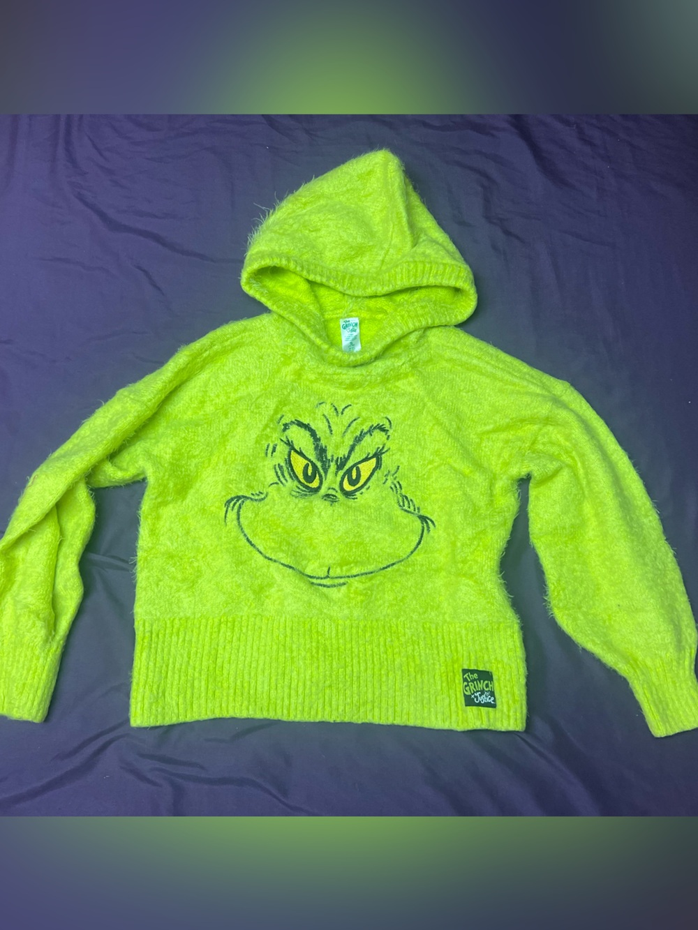 The Grinch x Justice Lime Green Grinch Fuzzy Hoodie Pullover